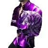 2022 Foreign trade cross-border solid color slim spot all-purpose cotton casual lapel animal print youth shirt