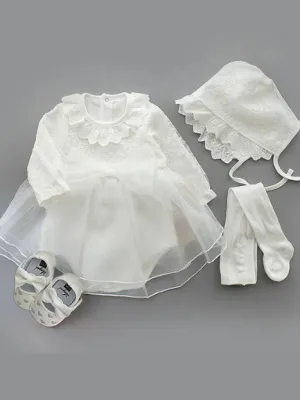 Baby For A Special Little Girl Dress with Shoes and Matching Cap Set