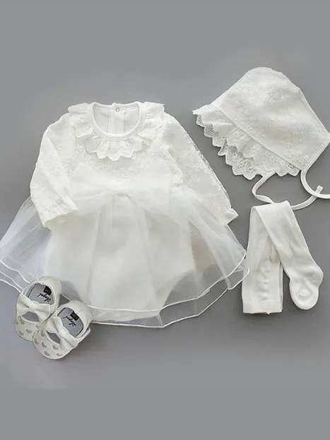 Baby For A Special Little Girl Dress with Shoes and Matching Cap Set