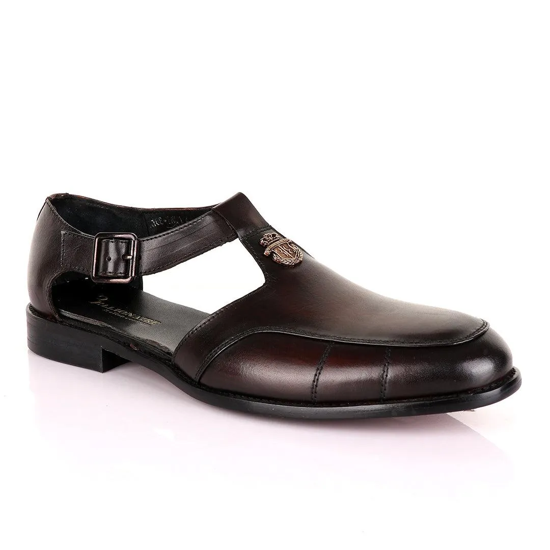 Billionaire Exotic Coffee Plain Cover Leather Sandal