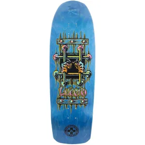 Black Label 10" x 32.875" John Lucero OG Bars Cross BLUE STAIN Shaped Skateboard Deck