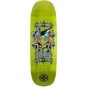 Black Label 9.5" x 32.125" John Lucero X2 Tugboat Shaped LIME STAIN Skateboard Deck