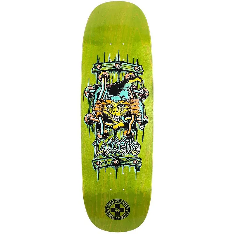 Black Label 9.5" x 32.125" John Lucero X2 Tugboat Shaped LIME STAIN Skateboard Deck