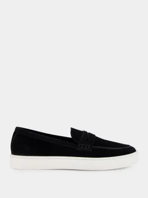 Black Suede Slip-On Loafers