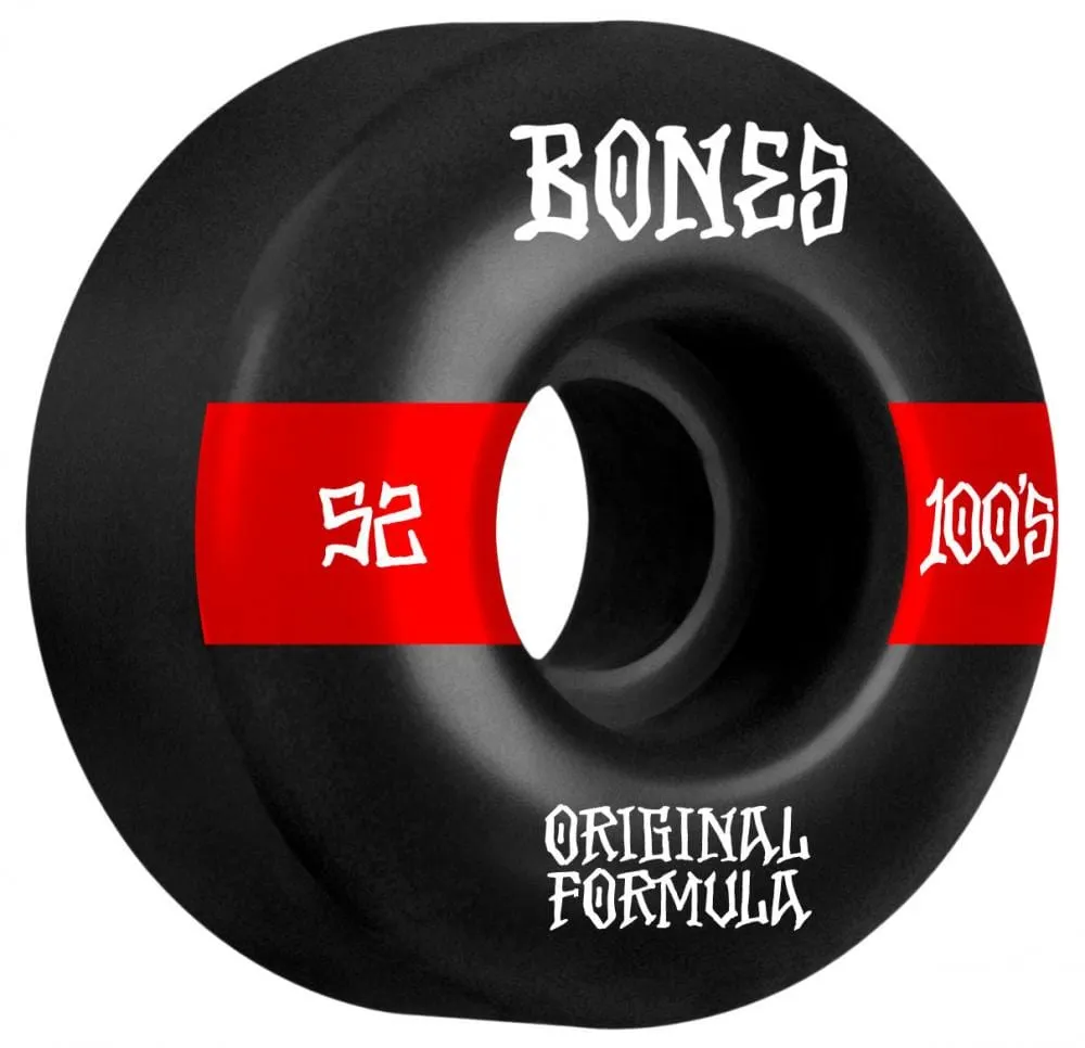 Bones 100's V4 Widecut Skateboard Wheels 52 MM 100 A