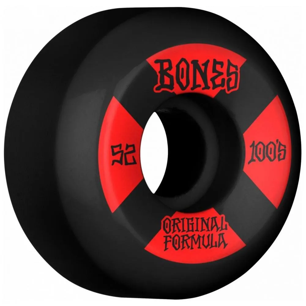 Bones 100's V5 Sidecut Skateboard Wheels Black 52 MM 100 A