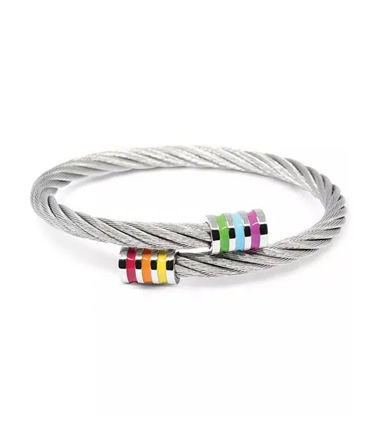 Celtic Bangle Double Rainbow Silver