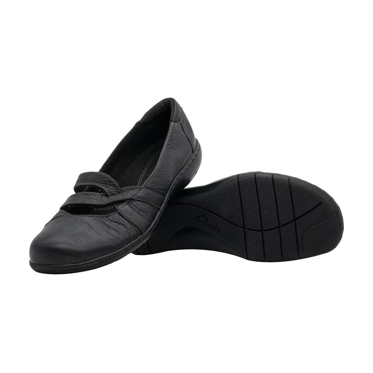 Clarks Bendables Casual Loafers Leather Black Colour For Women