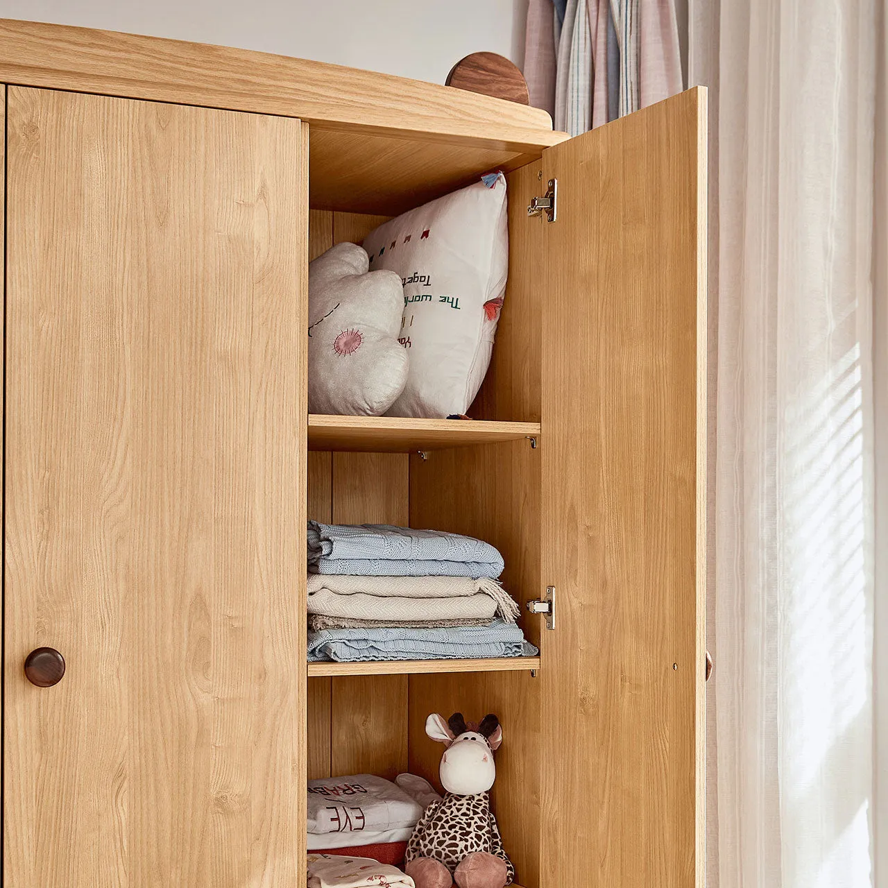 Dear Bear Kids Oak Wardrobe Closet