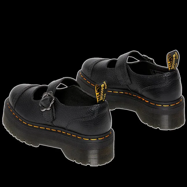 Dr Martens - Addina Flower Buckle Leather Platform Shoes