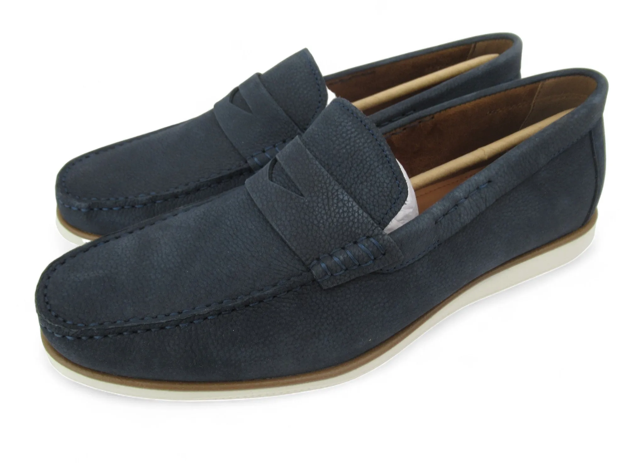 Dune London UK 10 Navy Blue Leather Moccasin Shoes Menswear | Preloved