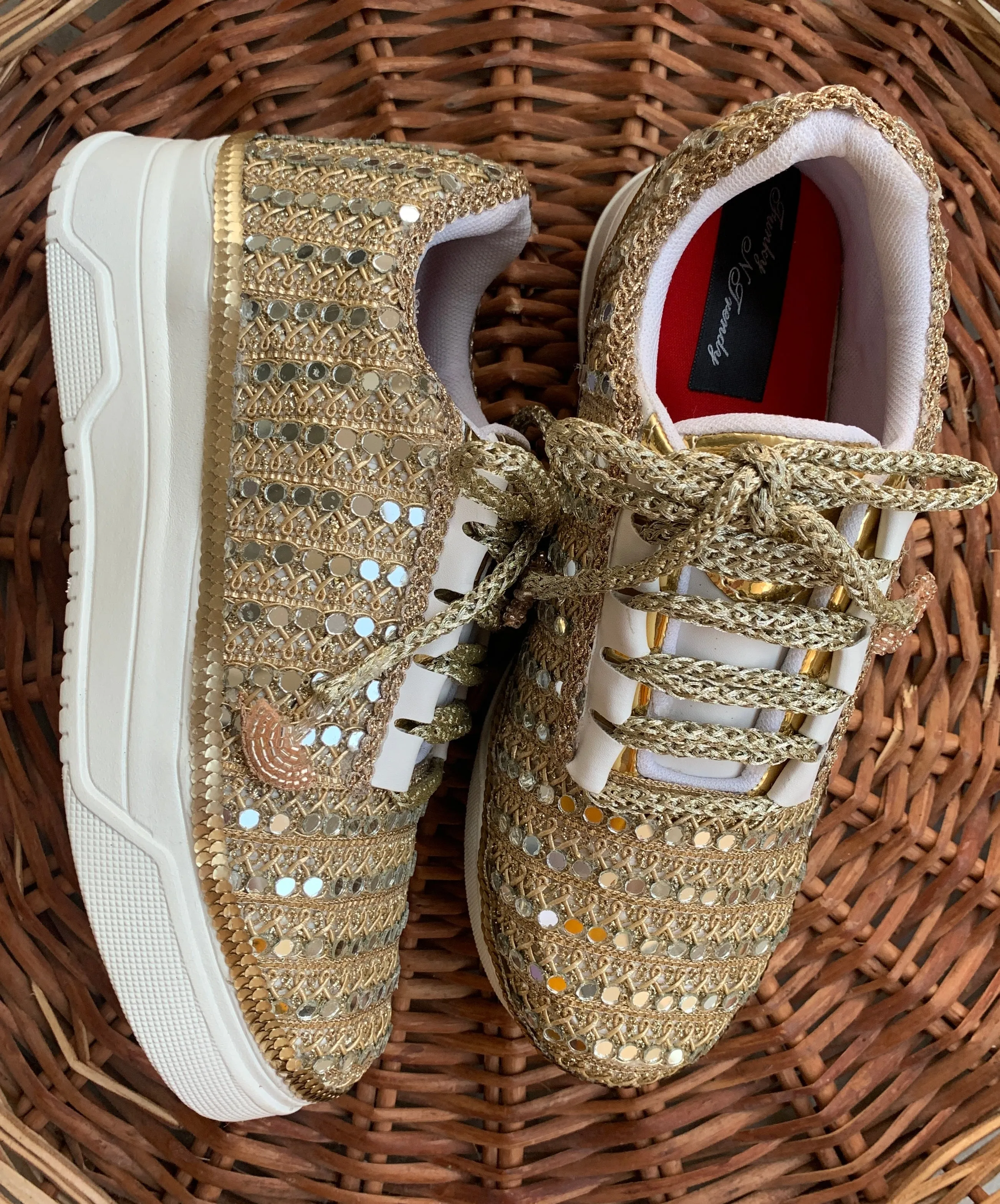 FUNKY N TRENDY dull gold mirror sneakers for brides / bridesmaids/ gold sneakers / mirror sneakers for brides / bridal sneakers / bridesmaid sneakers