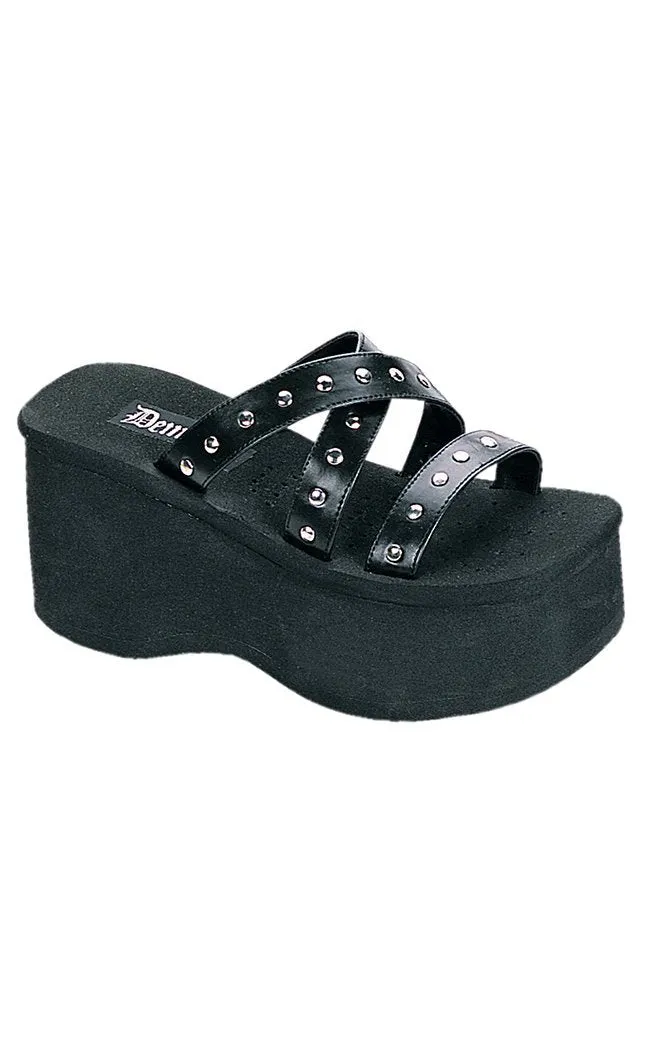 FUNN-19 Black Platform Slide Sandals