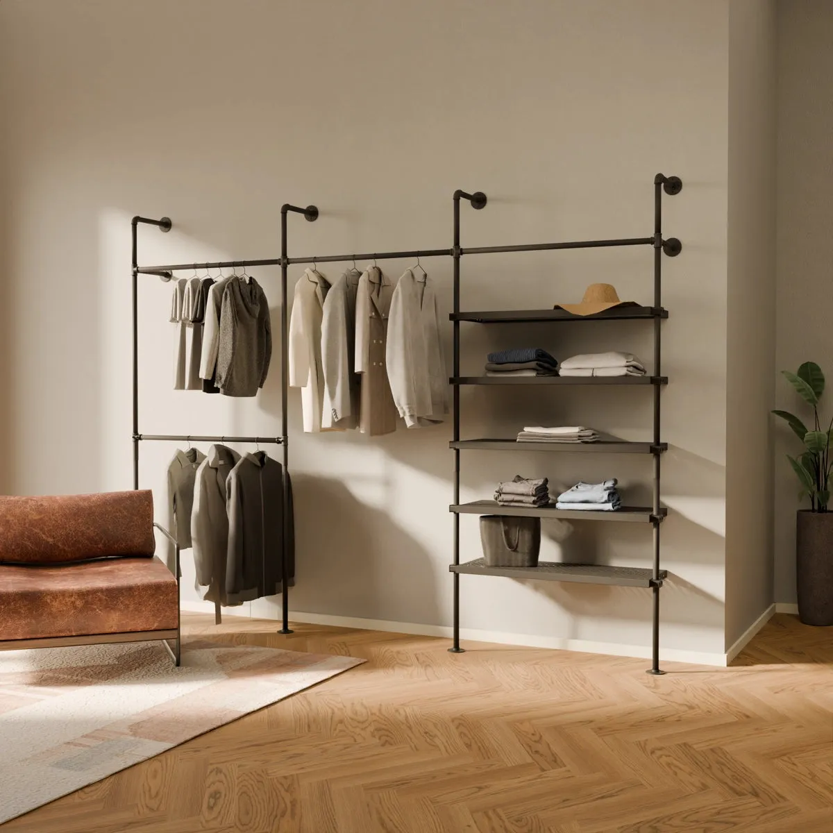 JONTE METAL – Industrial clothing rack | industrial clothes rack with metal shelves