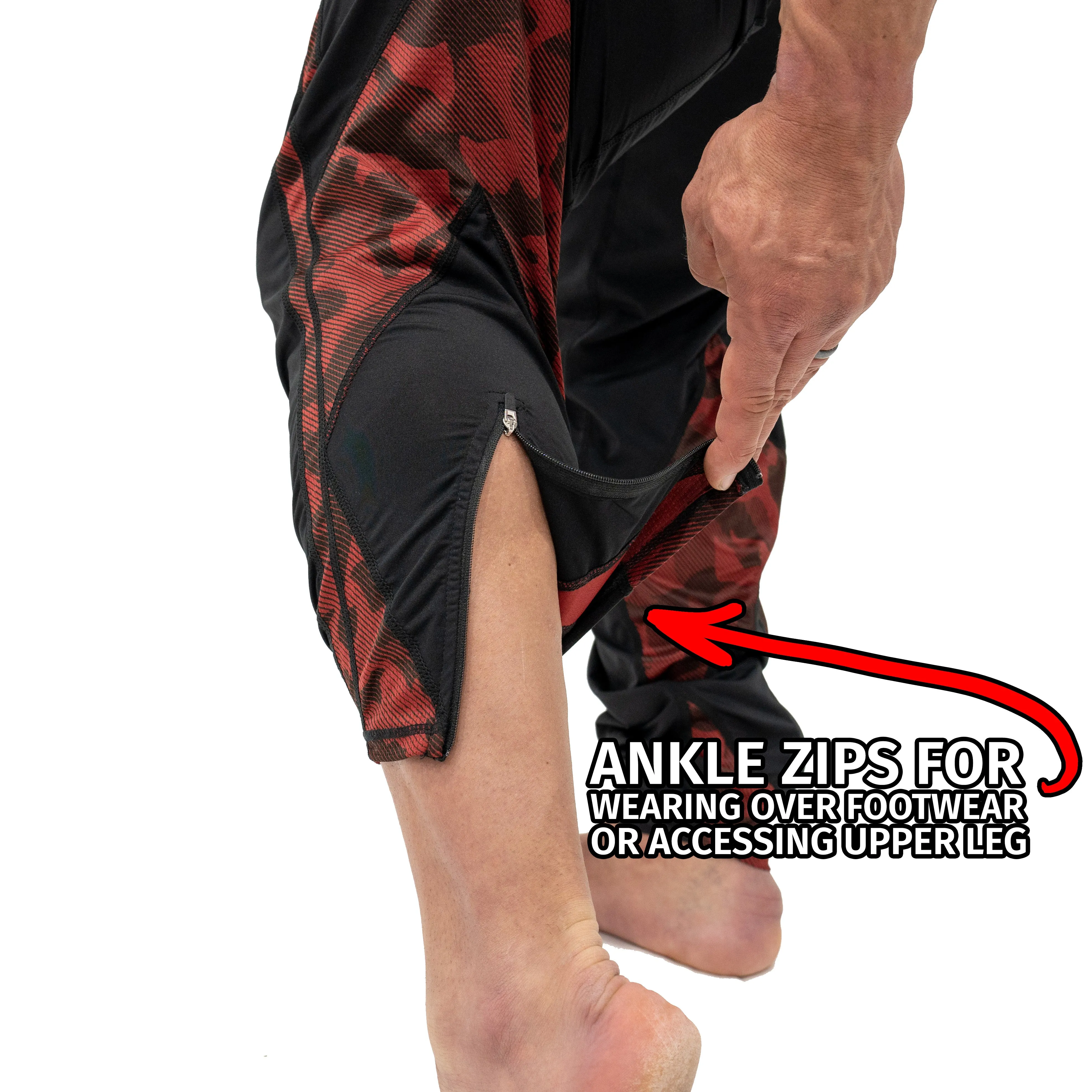 Jujimufu Stretchy Pants (Classic Style) - Black w/ Red Camo Accent