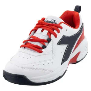 Junior`s S.Challenge 5 SL Tennis Shoes White and Blue Corsair