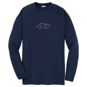 Kids Peformance Long Sleeve Cool and Dry T-Shirt - Navy with Pink