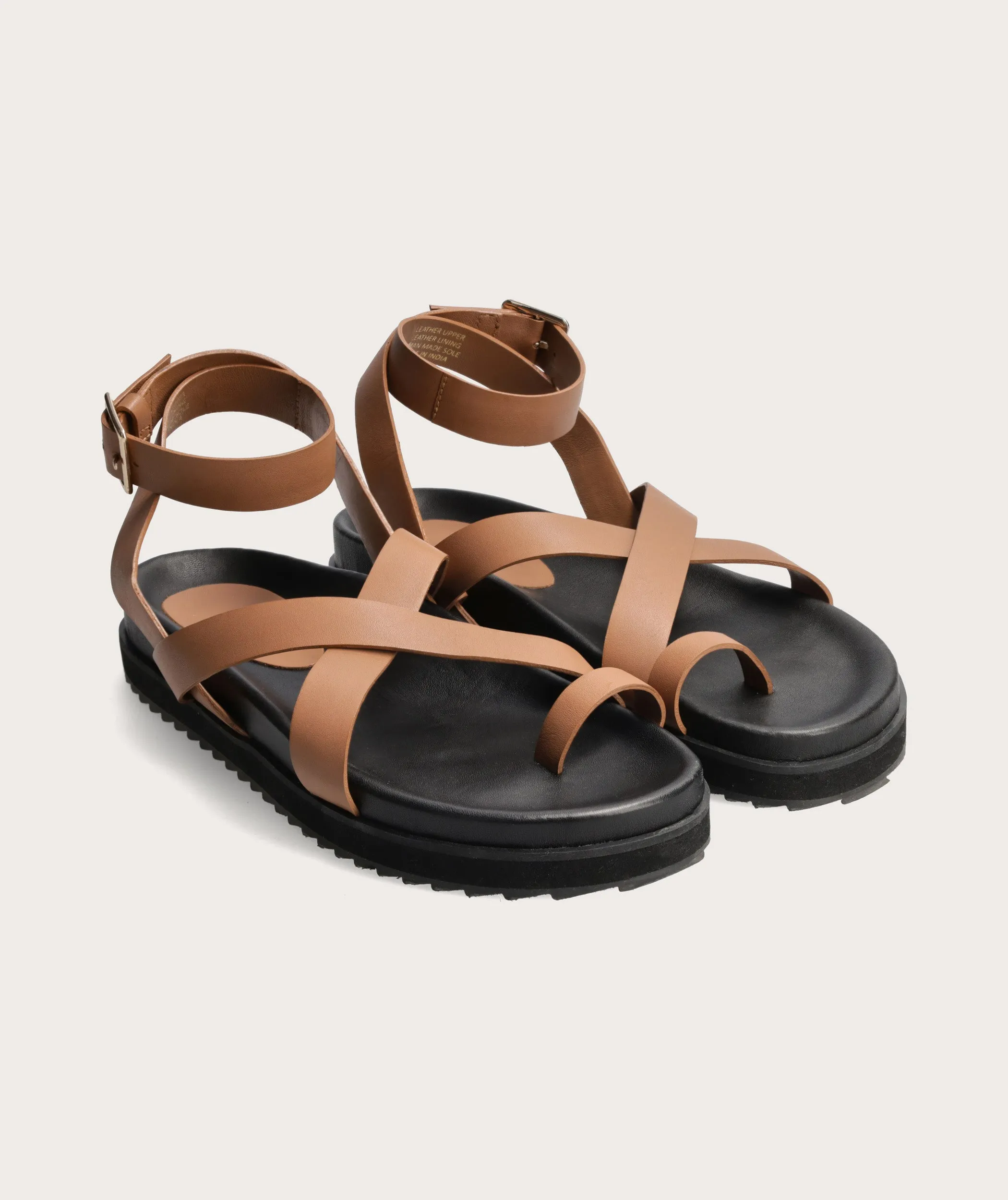 Ladies Strappy Flatform Sandal - Tan