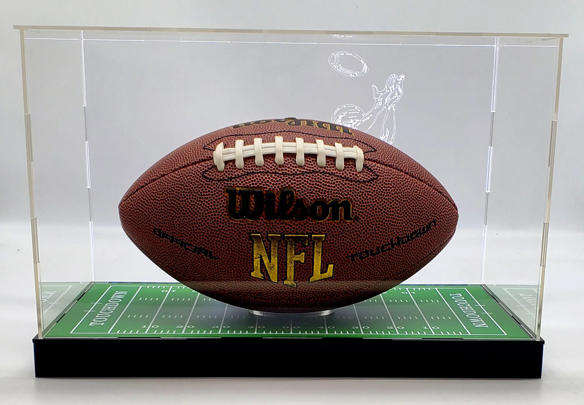 LED Lights Football Ball Display Case Box Acrylic Mirror Field Showcase Shoes UV Protection