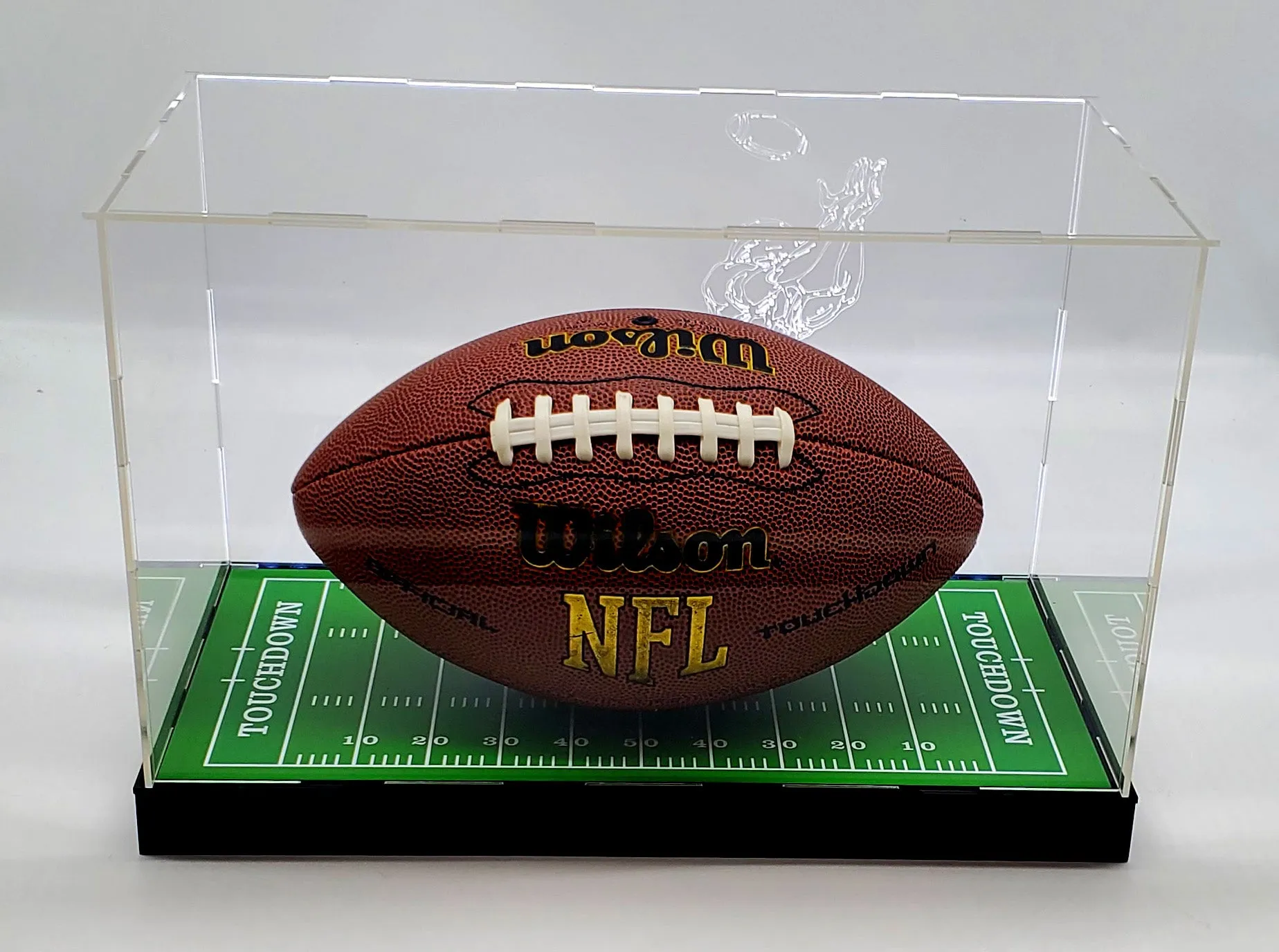 LED Lights Football Ball Display Case Box Acrylic Mirror Field Showcase Shoes UV Protection