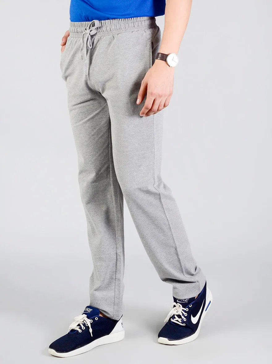 Light Grey Solid Regular Fit Track Pants | JadeBlue