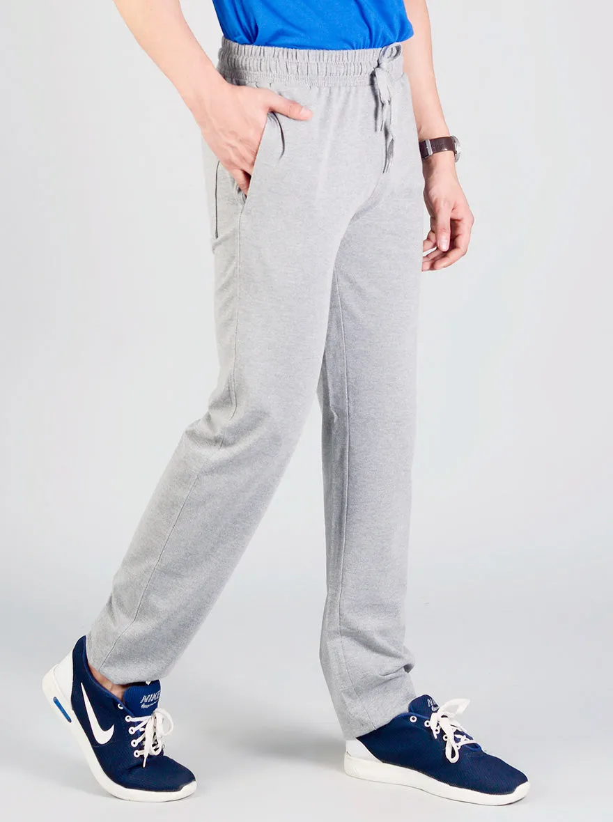 Light Grey Solid Regular Fit Track Pants | JadeBlue