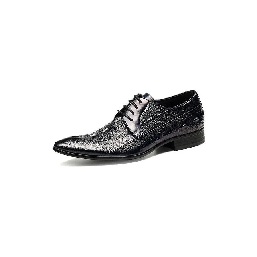 LuxeCroco Italian Leather Lace-Up Oxford Dress Shoes