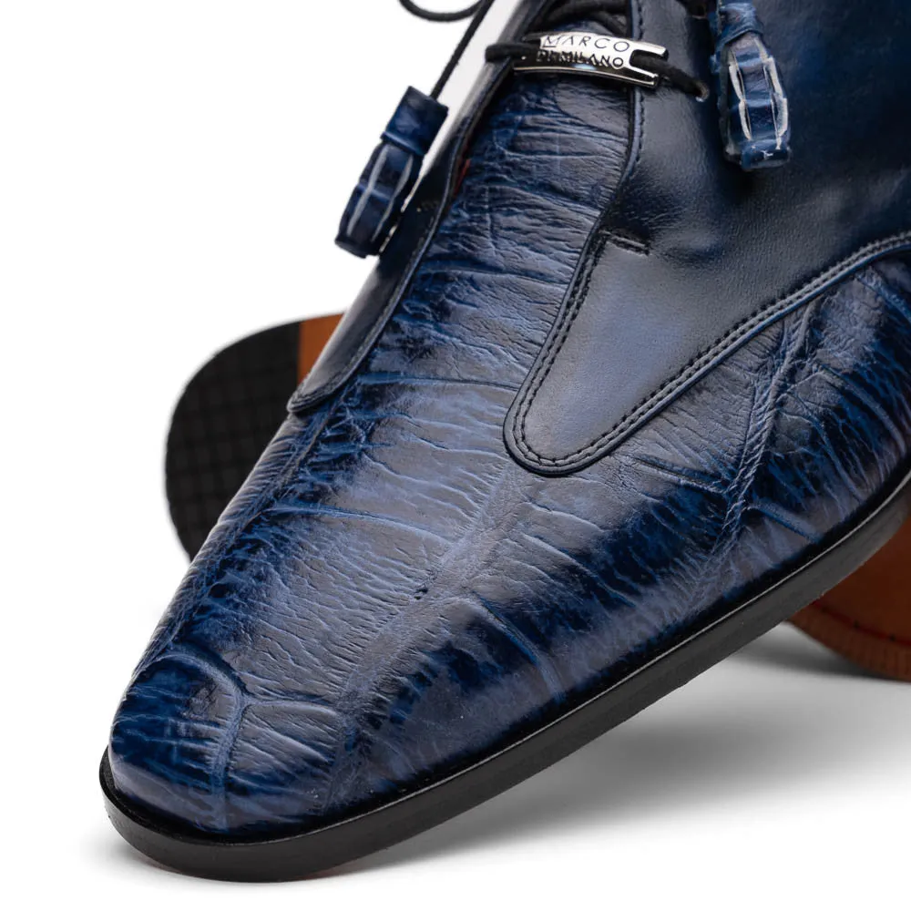 Marco Di Milano Anzio Derby Blue Alligator And Calfskin Shoes