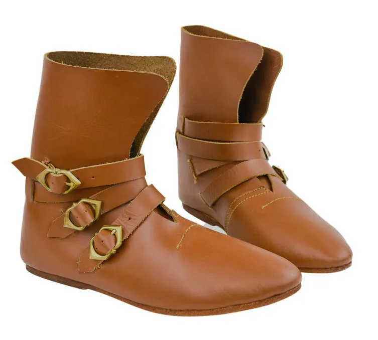 Medieval Brown Boot with Three Buckles