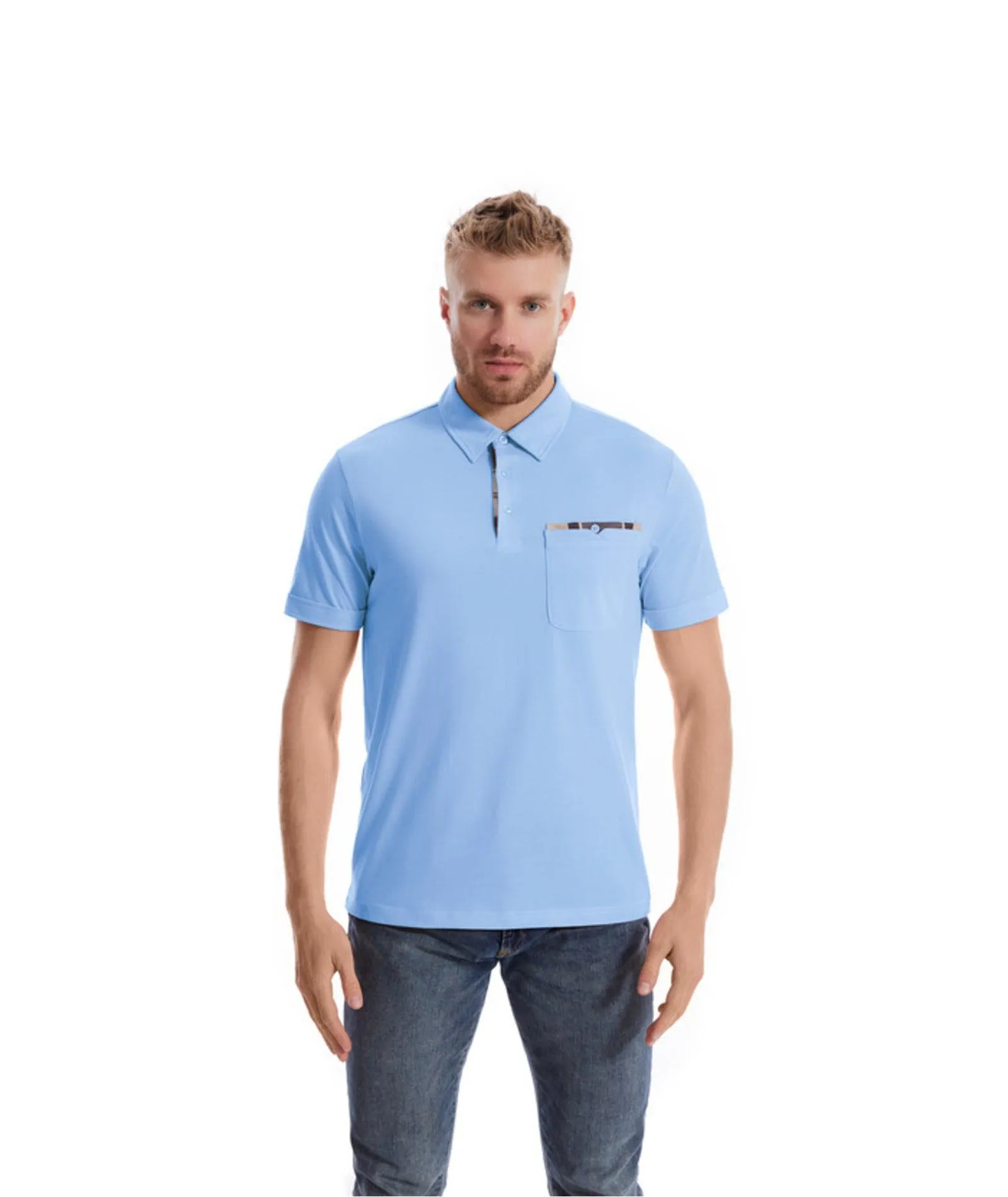 Men's Button Up Workout Golf Polo Shirt-ZPK007840