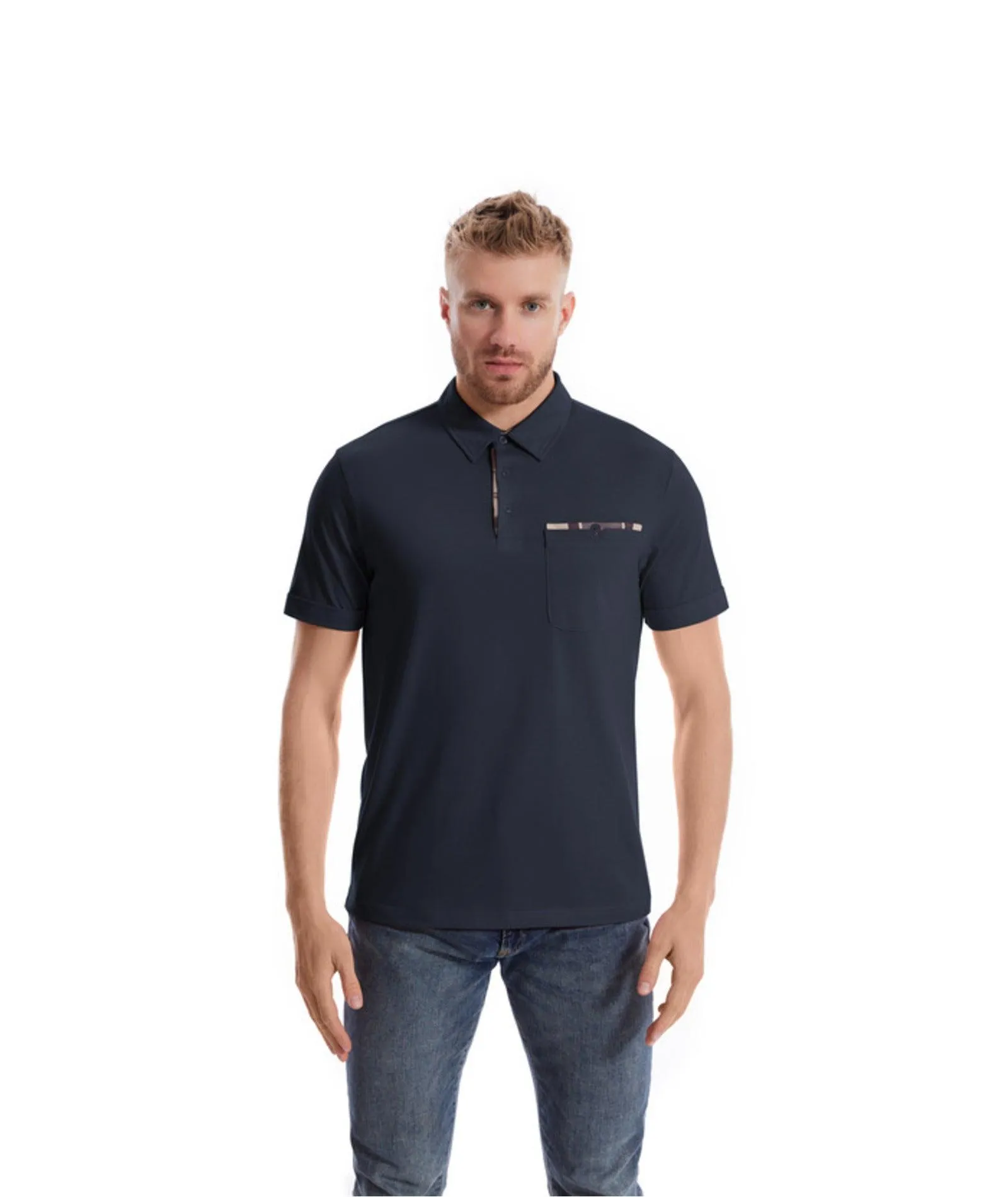 Men's Button Up Workout Golf Polo Shirt-ZPK007840