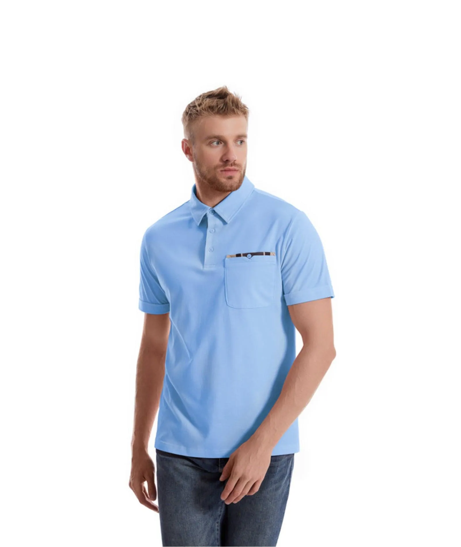 Men's Button Up Workout Golf Polo Shirt-ZPK007840