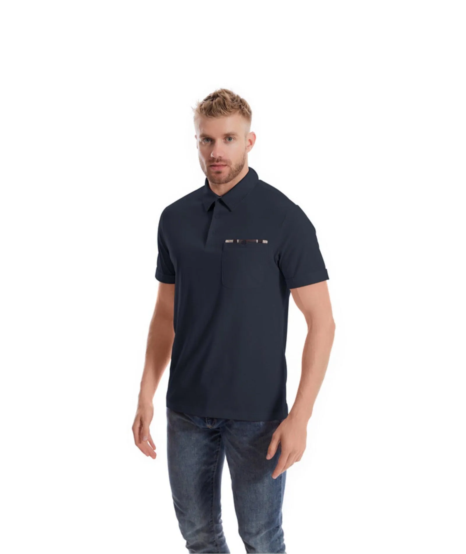 Men's Button Up Workout Golf Polo Shirt-ZPK007840