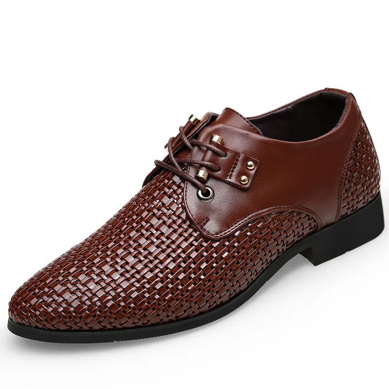 Men's leather shoes hollow