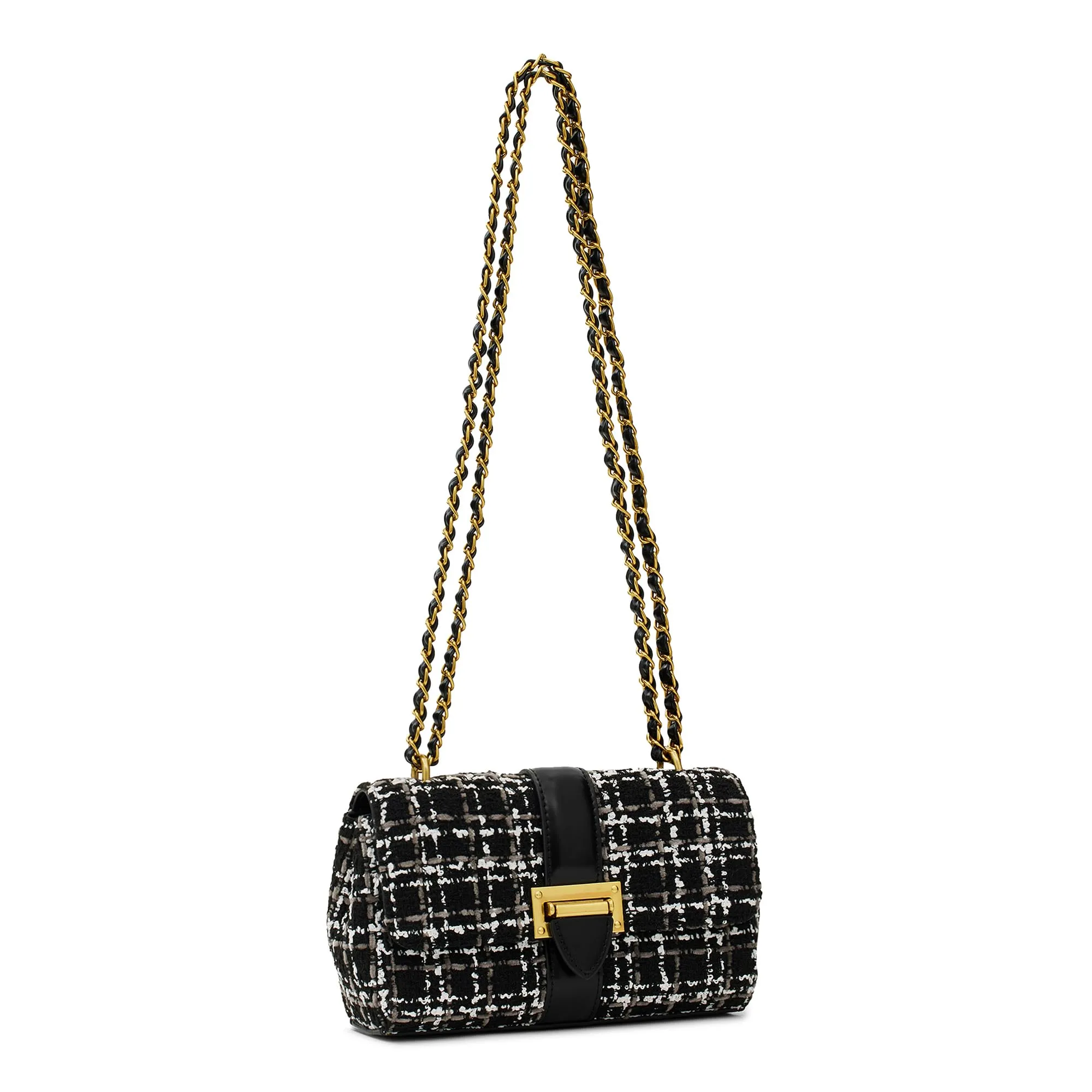 Miraggio Estelle Crossbody/Shoulder Bag with Convertible Sling (Tweed Black)