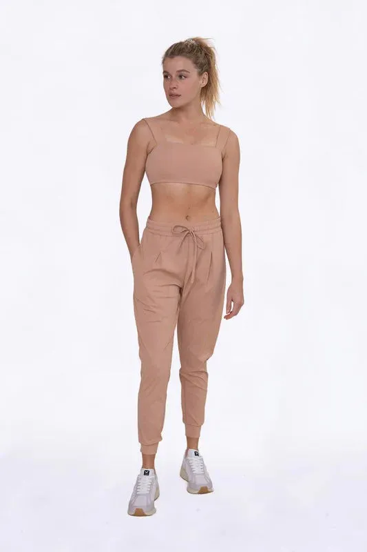 Mono B Solid Pleated Front Jogger - Mud