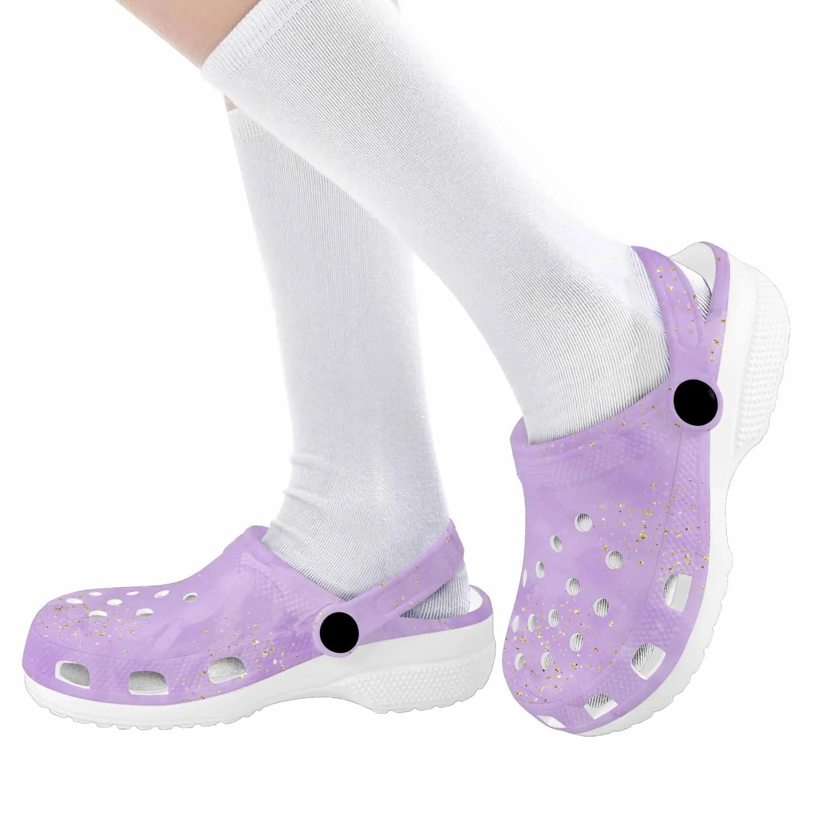 Purple  Custom Print Kids Clogs