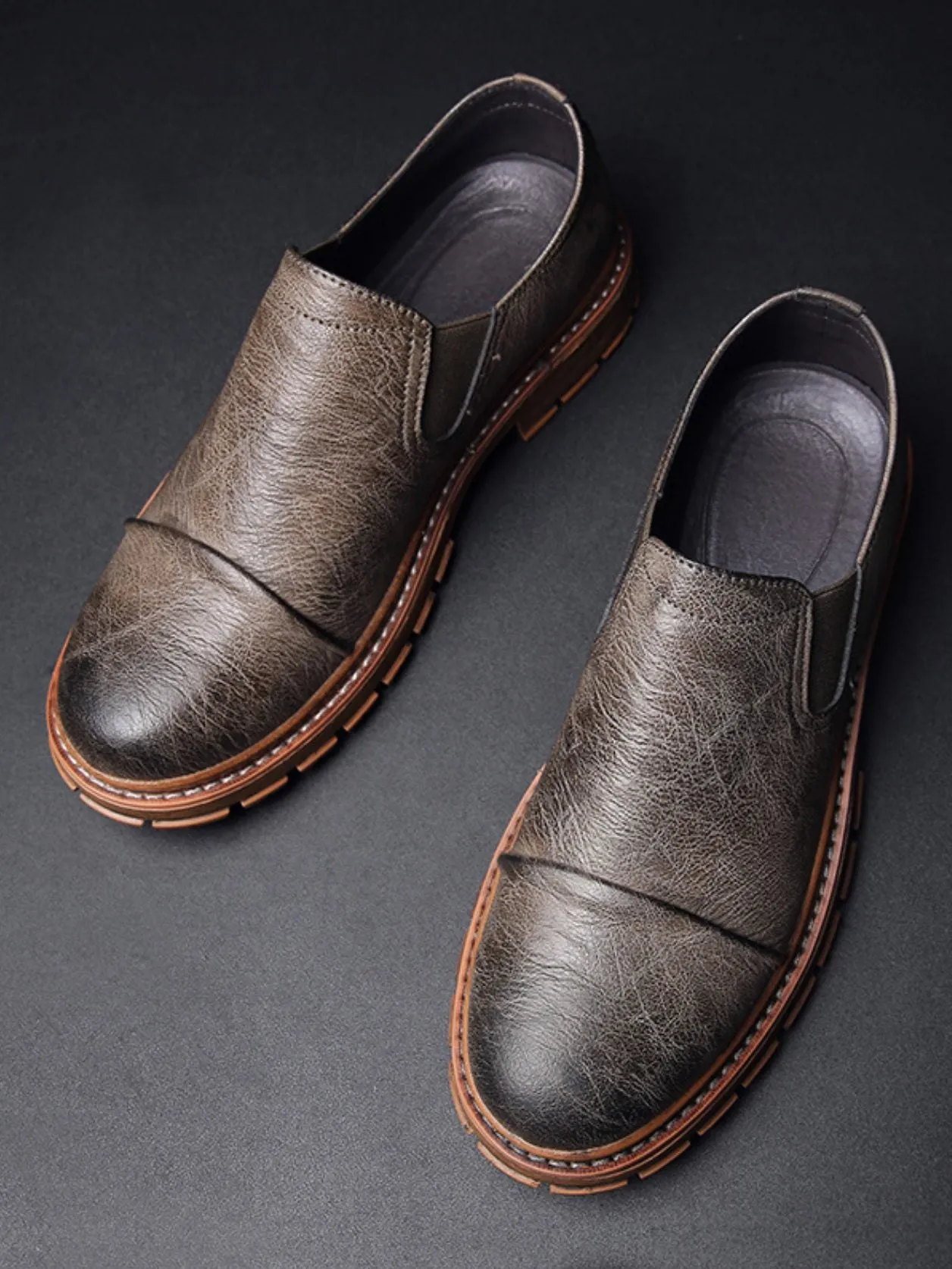 Real Leather Loafer With Elastic Lace