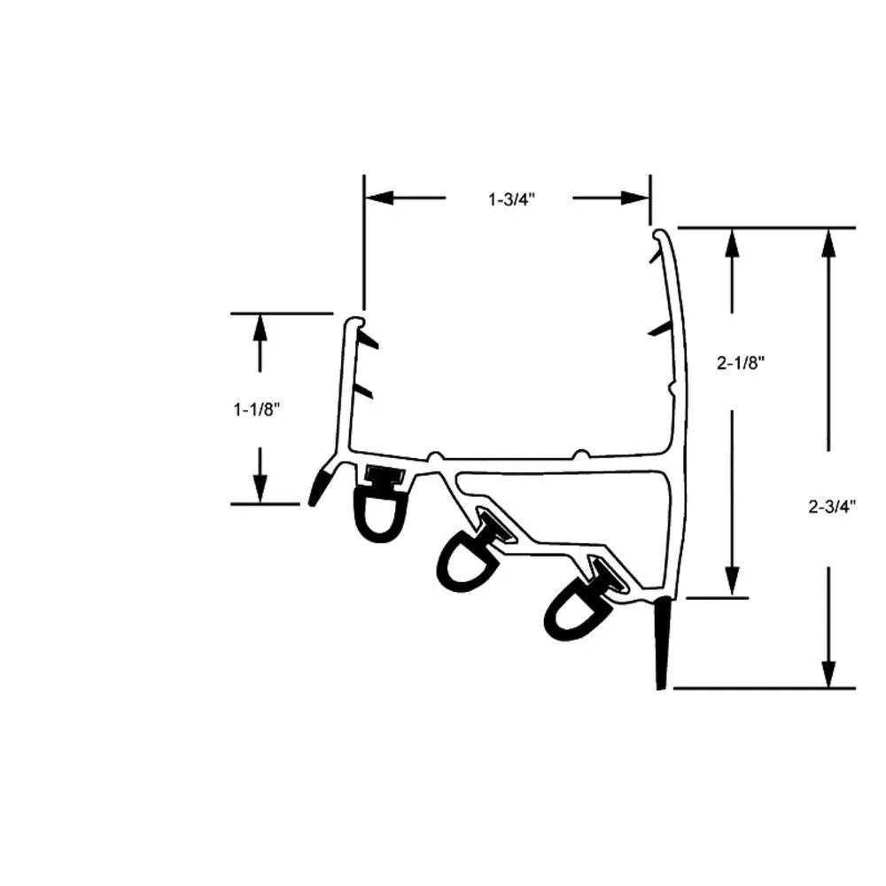 Residential Entry Door Shoe with Black Rubber Fins for Willmar Doors