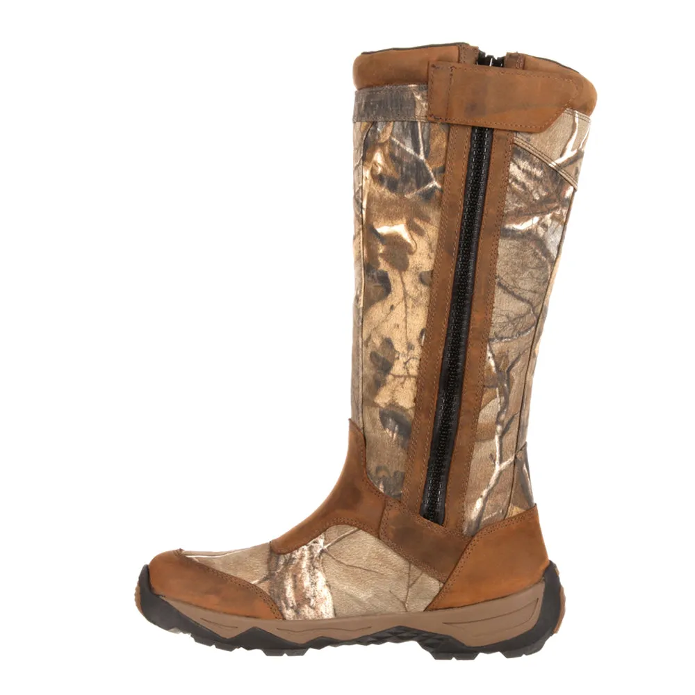 Retraction Side-Zip Snake Camo Round Toe Pull On Boots