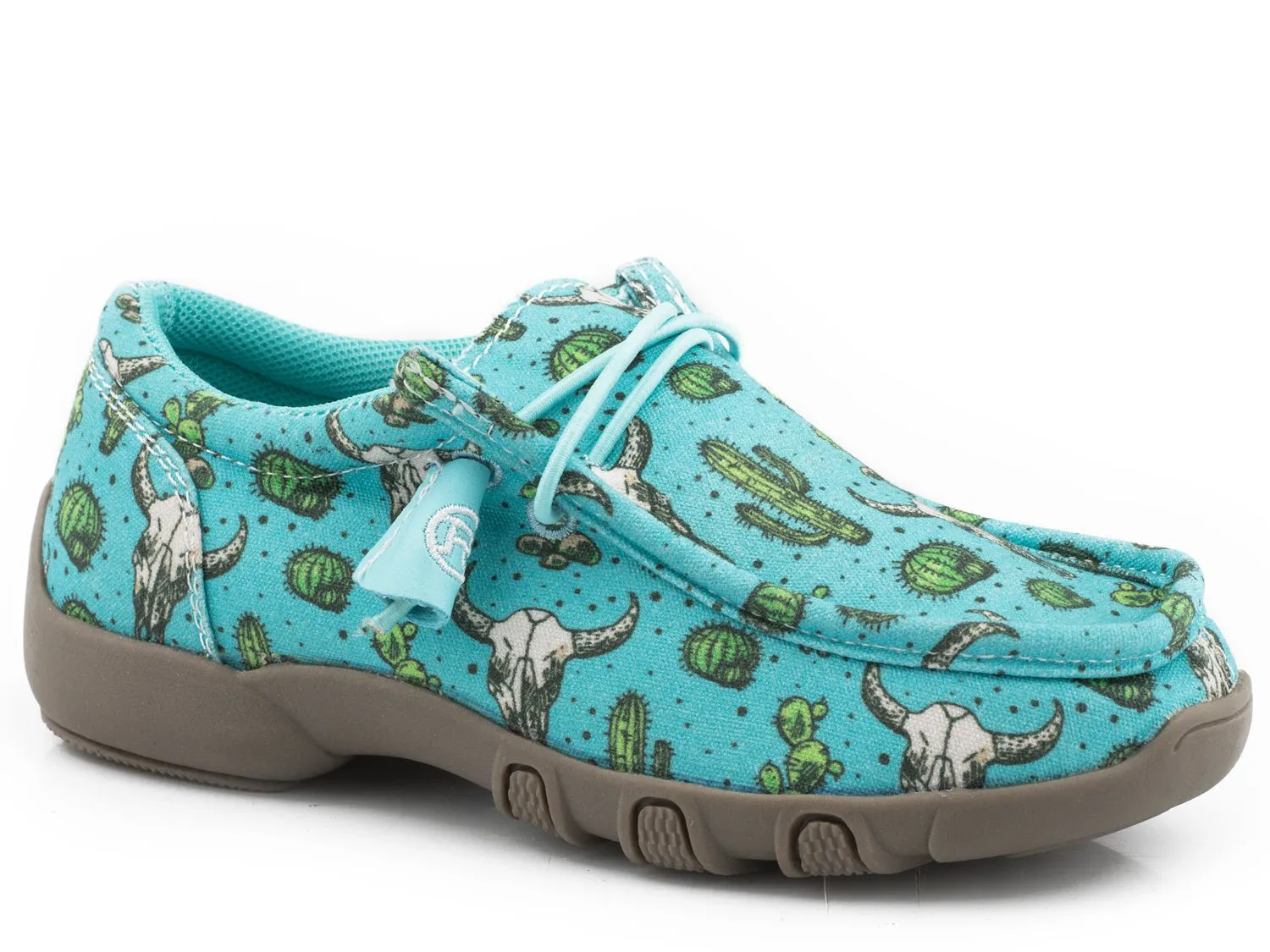 Roper Girls Kids Blue Fabric Chillin Cactus/Skull Oxford Shoes 12