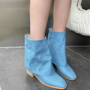 Ruffled Sleeve Linen Boots