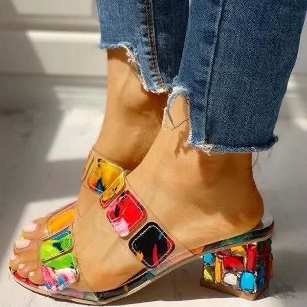 sealbeer - Colour Casual Patchwork Round Out Door Wedges Shoes