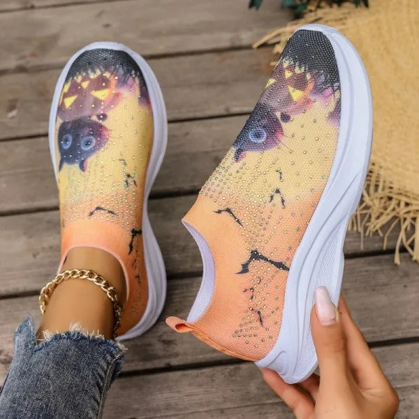 sealbeer - Light Yellow Casual Sportswear Daily Patchwork Printing Rhinestone Round Comfortable Out Door Shoes