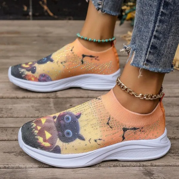 sealbeer - Light Yellow Casual Sportswear Daily Patchwork Printing Rhinestone Round Comfortable Out Door Shoes