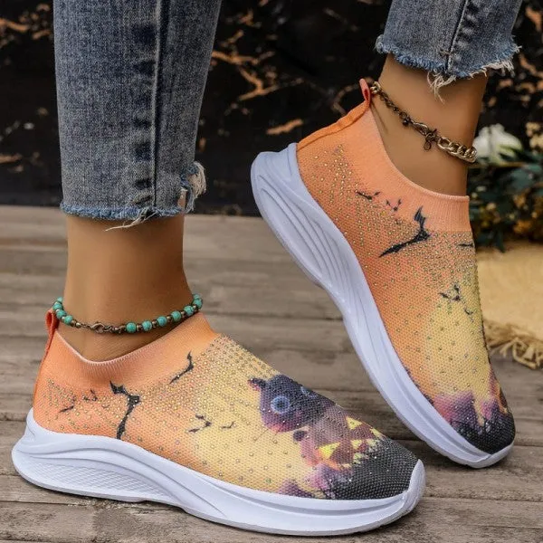 sealbeer - Light Yellow Casual Sportswear Daily Patchwork Printing Rhinestone Round Comfortable Out Door Shoes