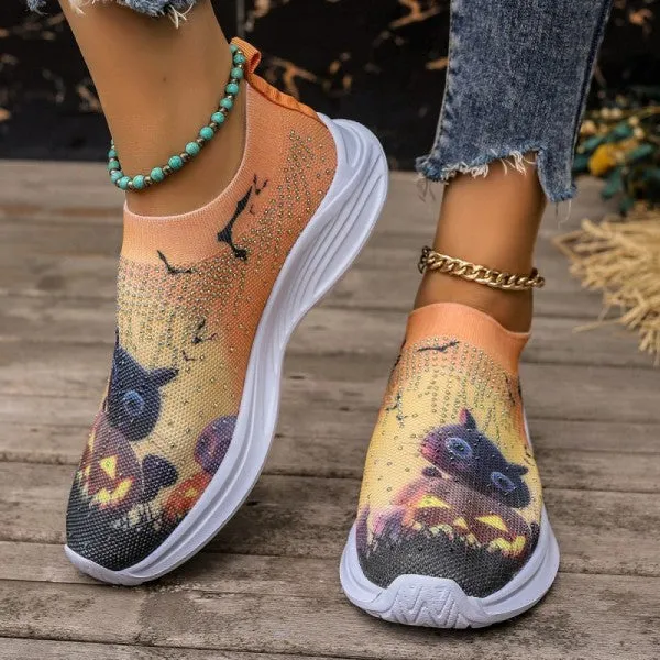 sealbeer - Light Yellow Casual Sportswear Daily Patchwork Printing Rhinestone Round Comfortable Out Door Shoes