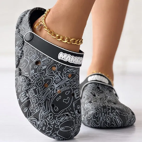 sealbeer - Multicolor Casual Living Graffiti Patchwork Round Comfortable Shoes