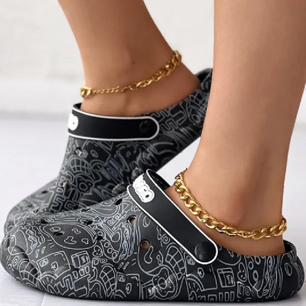 sealbeer - Multicolor Casual Living Graffiti Patchwork Round Comfortable Shoes