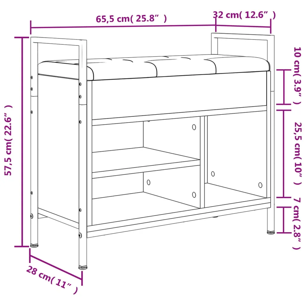 Shoe Bench Smoked Oak 65.5x32x57.5 cm Engineered Wood